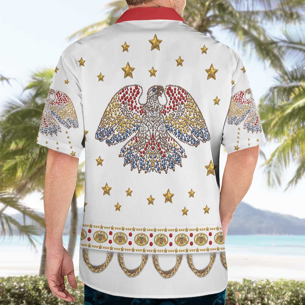 American Eagle Rock Star Costume Hawaiian Shirt Vintage 70s Rhinestone Patriotic Stage Outfit