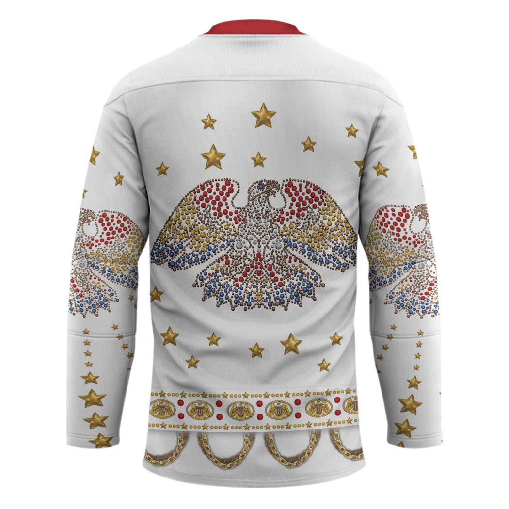 American Eagle Rock Star Costume Hockey Jersey Vintage 70s Rhinestone Patriotic Stage Outfit
