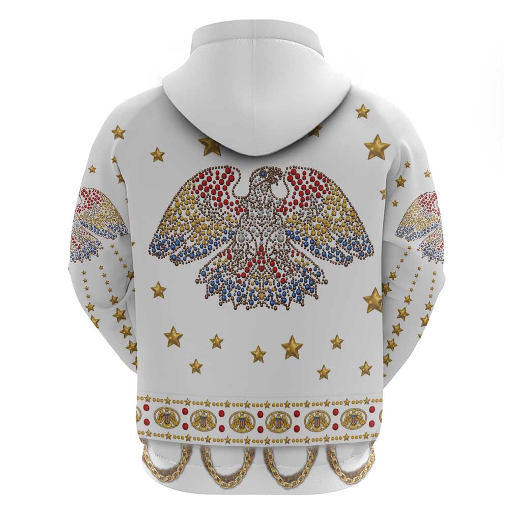 American Eagle Rock Star Costume Hoodie Vintage 70s Rhinestone Patriotic Stage Outfit