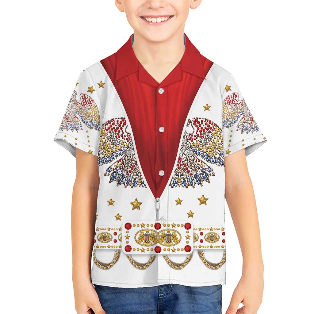 American Eagle Rock Star Costume Kid Hawaiian Shirt Vintage 70s Rhinestone Patriotic Stage Outfit
