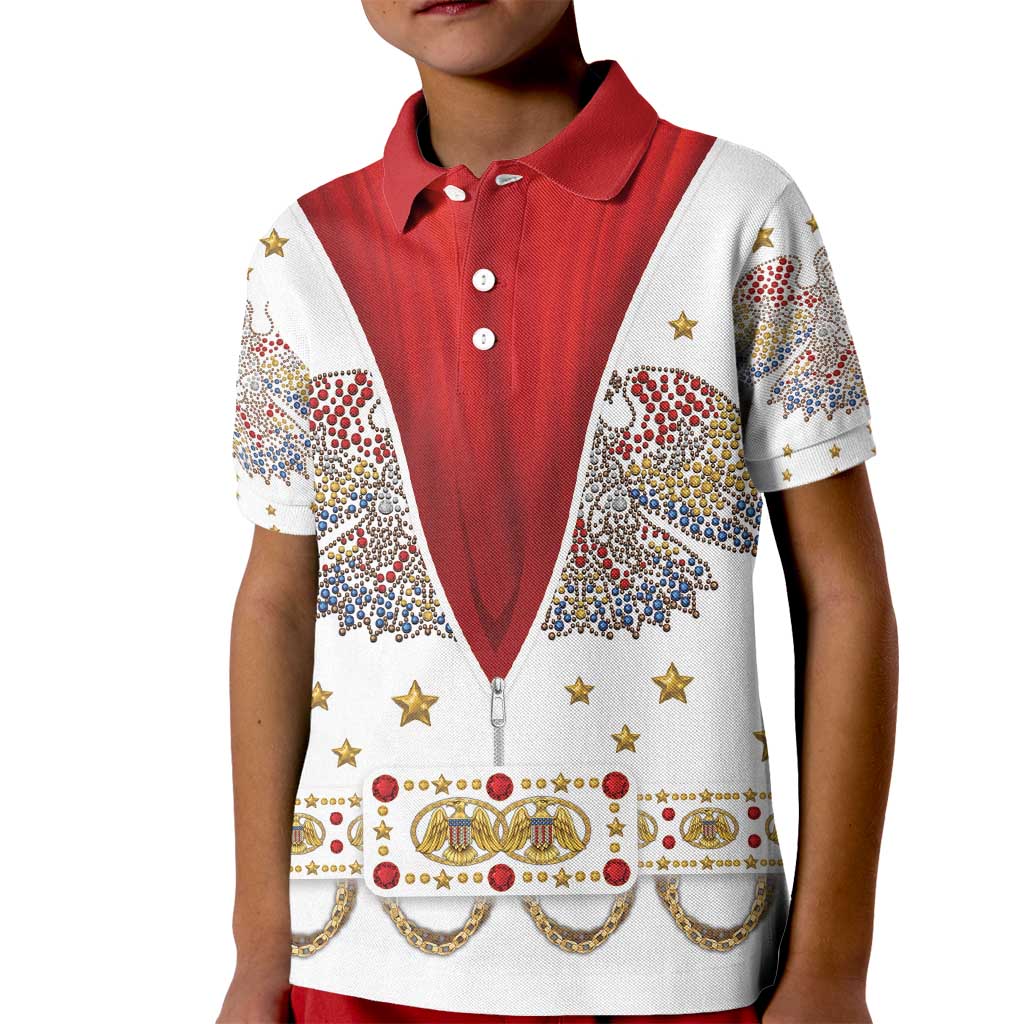 American Eagle Rock Star Costume Kid Polo Shirt Vintage 70s Rhinestone Patriotic Stage Outfit