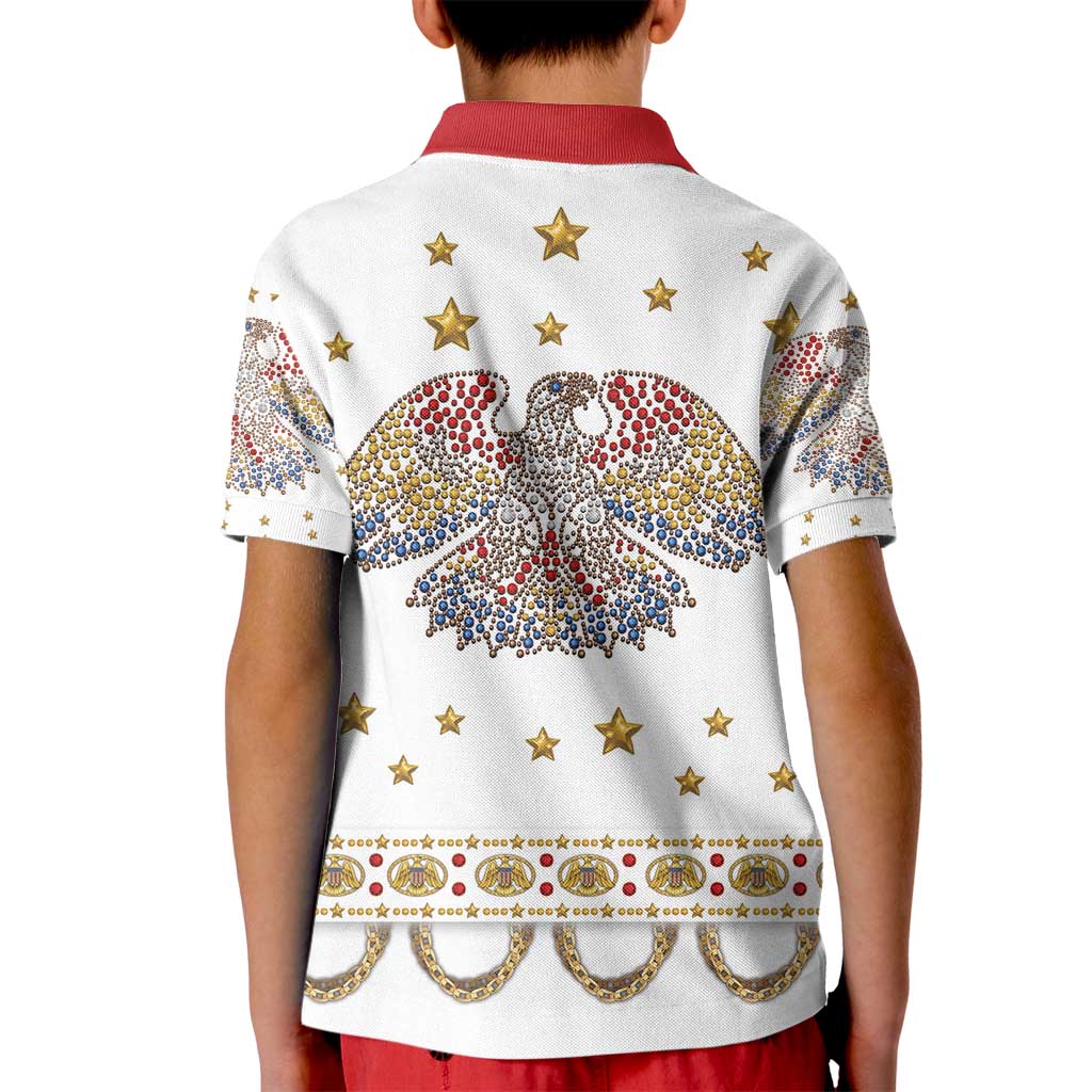 American Eagle Rock Star Costume Kid Polo Shirt Vintage 70s Rhinestone Patriotic Stage Outfit