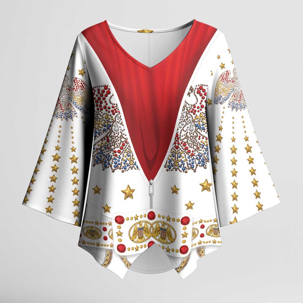 American Eagle Rock Star Costume Kimono Sleeve Blouse Vintage 70s Rhinestone Patriotic Stage Outfit