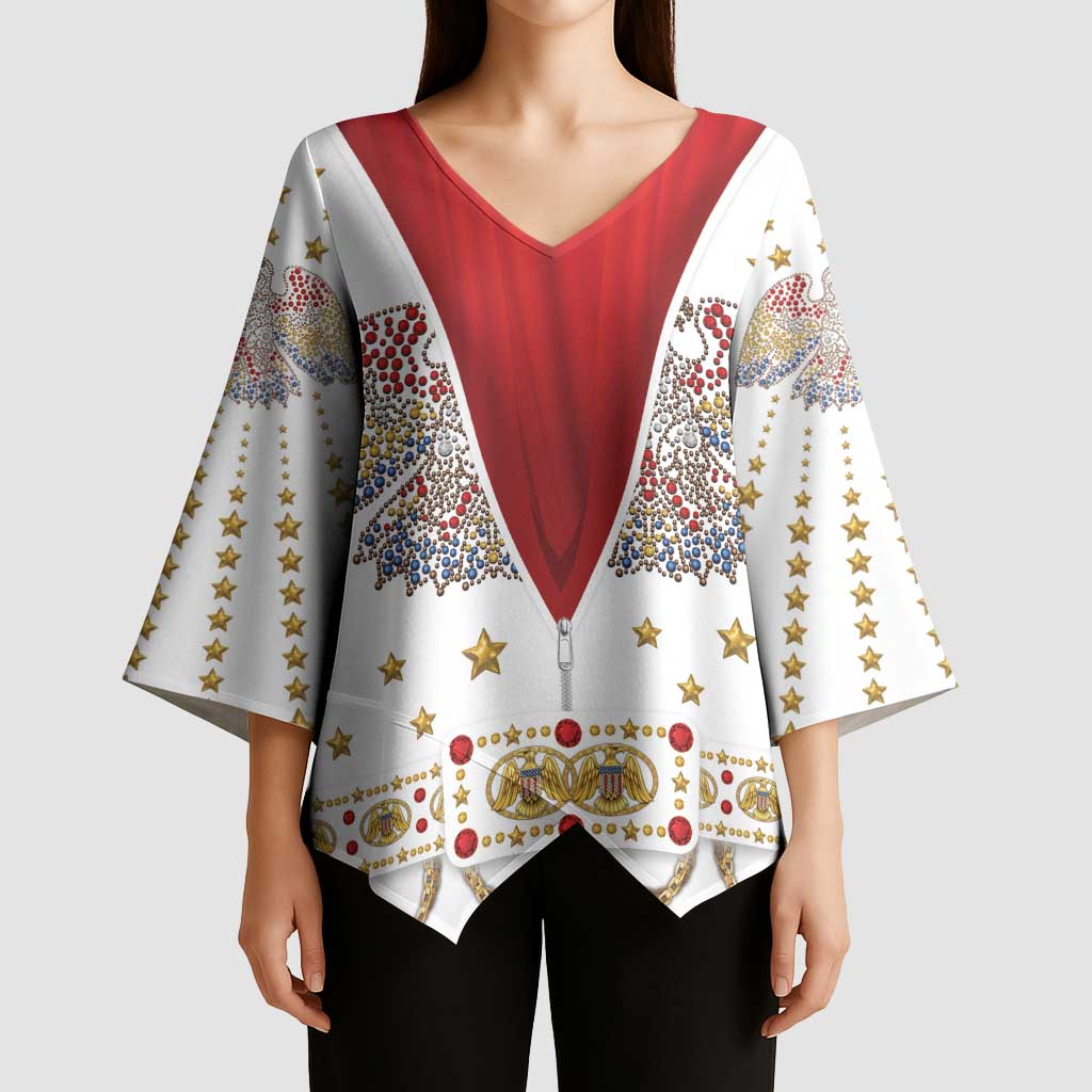 American Eagle Rock Star Costume Kimono Sleeve Blouse Vintage 70s Rhinestone Patriotic Stage Outfit