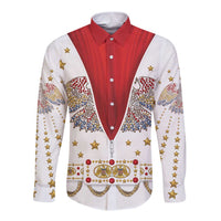 American Eagle Rock Star Costume Long Sleeve Button Shirt Vintage 70s Rhinestone Patriotic Stage Outfit