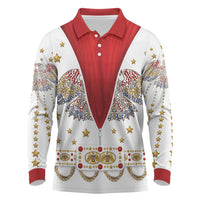American Eagle Rock Star Costume Long Sleeve Polo Shirt Vintage 70s Rhinestone Patriotic Stage Outfit
