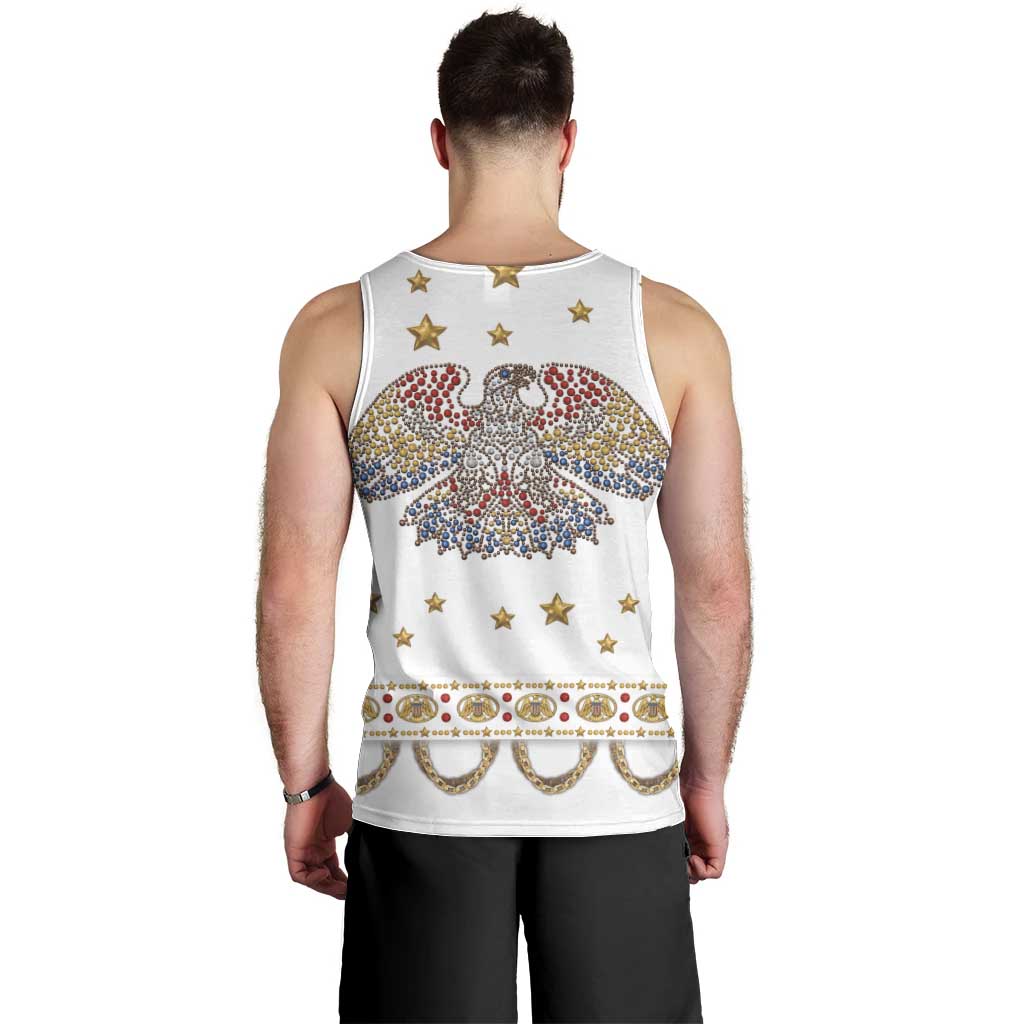 American Eagle Rock Star Costume Men Tank Top Vintage 70s Rhinestone Patriotic Stage Outfit