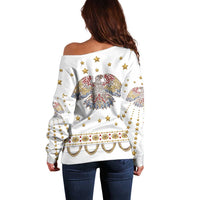 American Eagle Rock Star Costume Off Shoulder Sweater Vintage 70s Rhinestone Patriotic Stage Outfit