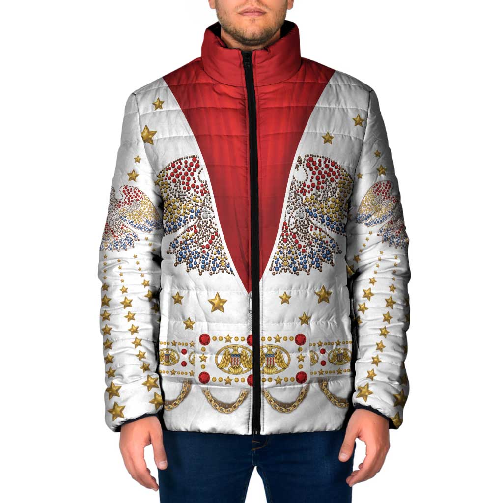 American Eagle Rock Star Costume Padded Jacket Vintage 70s Rhinestone Patriotic Stage Outfit