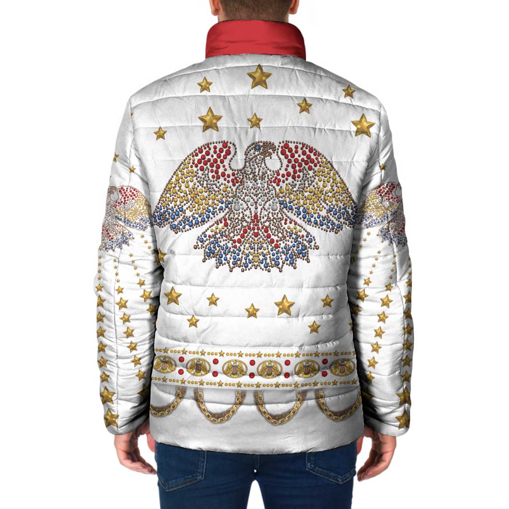 American Eagle Rock Star Costume Padded Jacket Vintage 70s Rhinestone Patriotic Stage Outfit