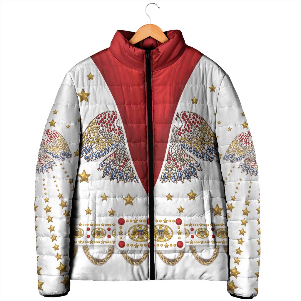 American Eagle Rock Star Costume Padded Jacket Vintage 70s Rhinestone Patriotic Stage Outfit