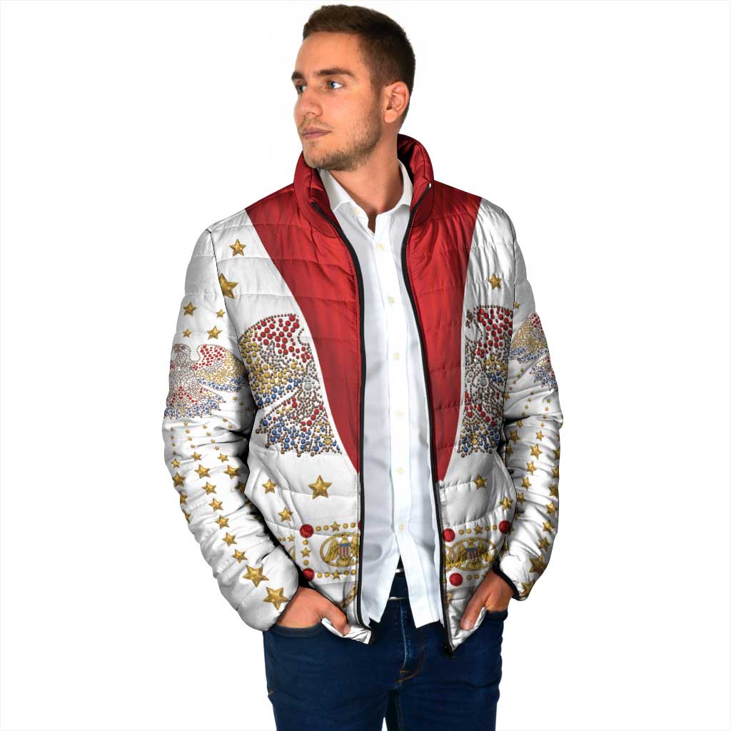 American Eagle Rock Star Costume Padded Jacket Vintage 70s Rhinestone Patriotic Stage Outfit