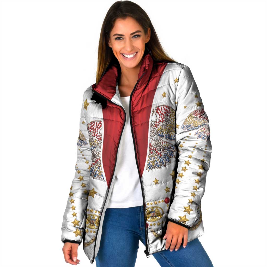 American Eagle Rock Star Costume Padded Jacket Vintage 70s Rhinestone Patriotic Stage Outfit