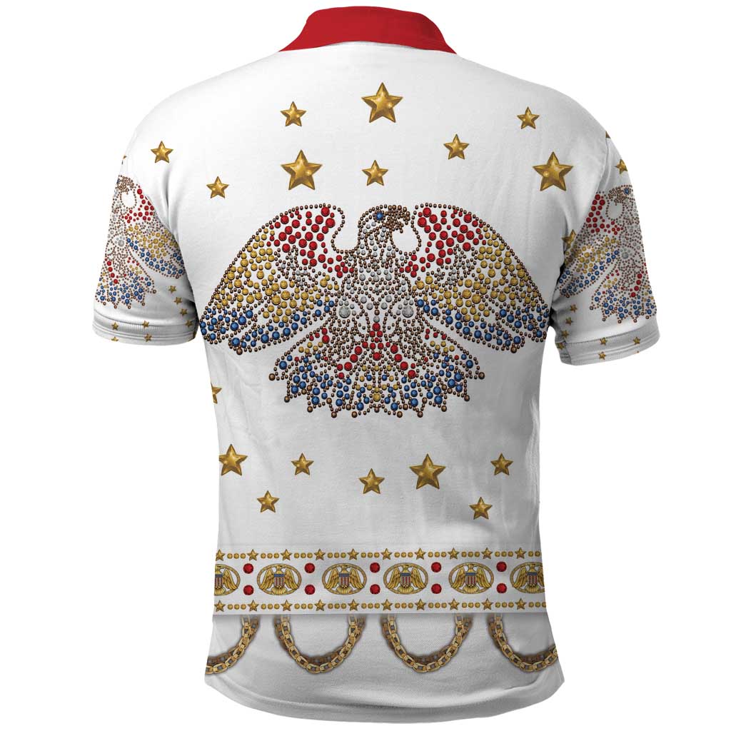 American Eagle Rock Star Costume Polo Shirt Vintage 70s Rhinestone Patriotic Stage Outfit