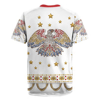 American Eagle Rock Star Costume Rugby Jersey Vintage 70s Rhinestone Patriotic Stage Outfit