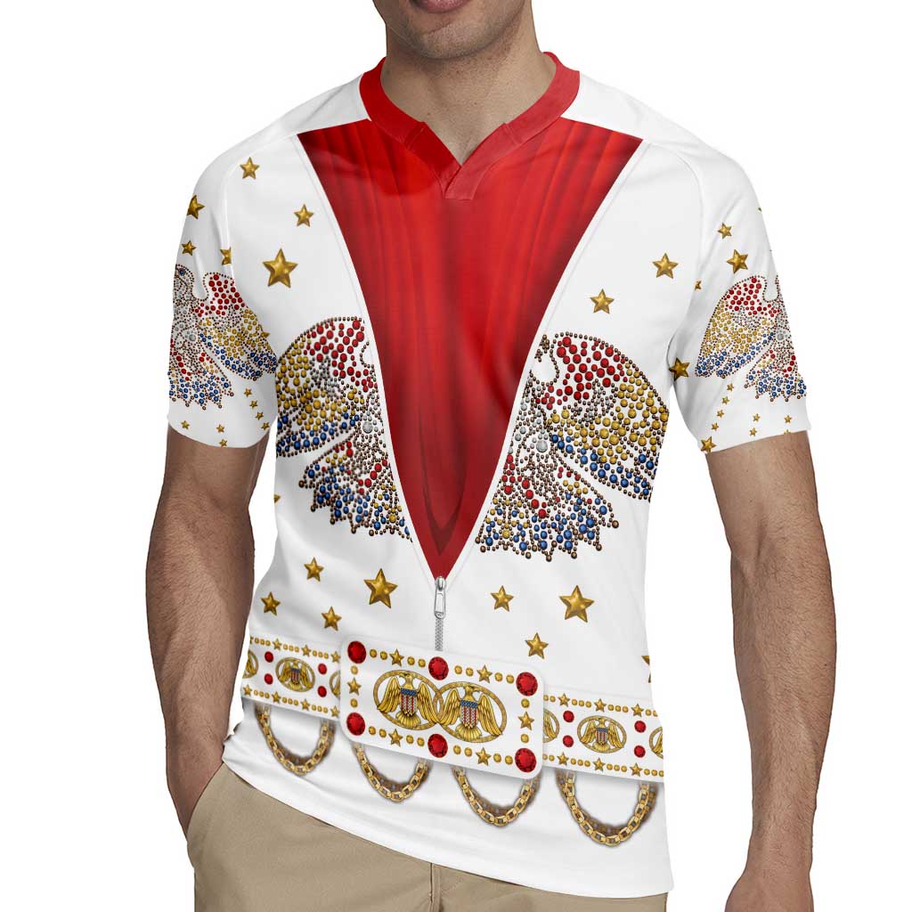 American Eagle Rock Star Costume Rugby Jersey Vintage 70s Rhinestone Patriotic Stage Outfit