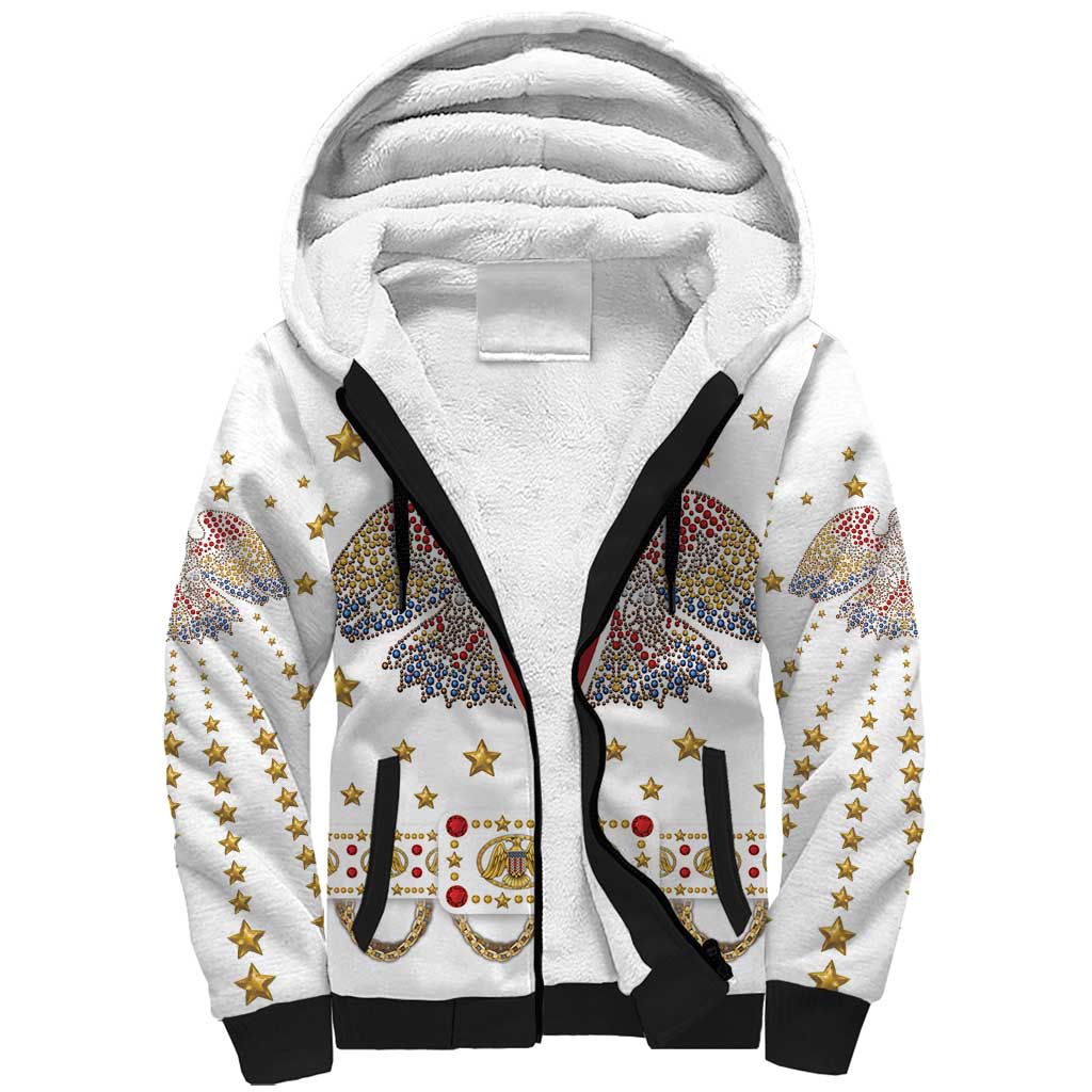 American Eagle Rock Star Costume Sherpa Hoodie Vintage 70s Rhinestone Patriotic Stage Outfit