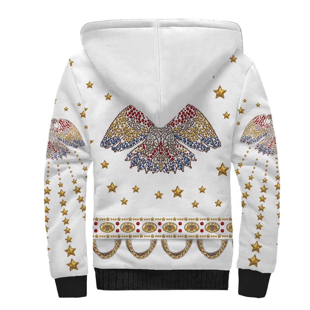 American Eagle Rock Star Costume Sherpa Hoodie Vintage 70s Rhinestone Patriotic Stage Outfit