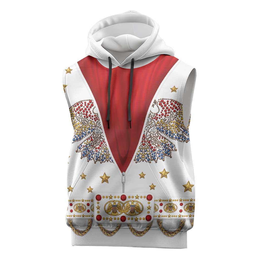 American Eagle Rock Star Costume Sleeveless Hoodie Vintage 70s Rhinestone Patriotic Stage Outfit