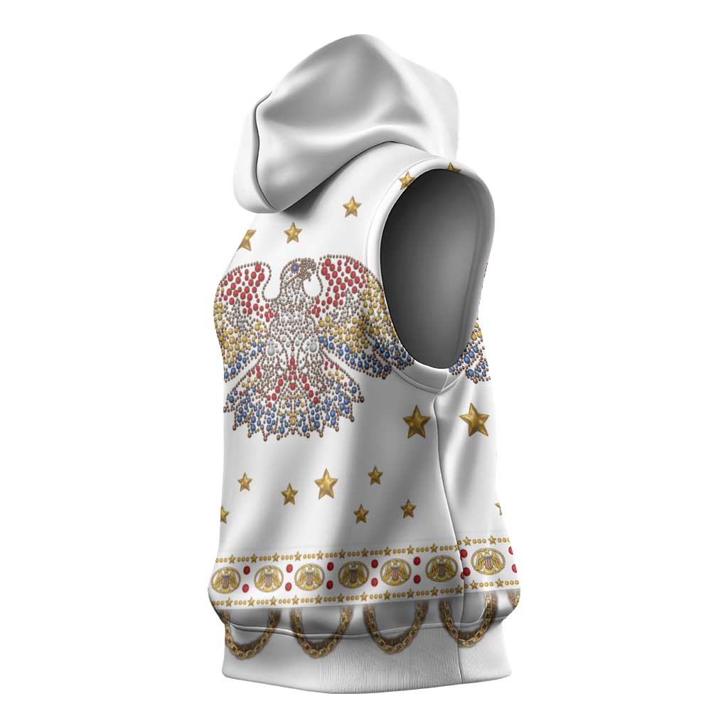 American Eagle Rock Star Costume Sleeveless Hoodie Vintage 70s Rhinestone Patriotic Stage Outfit