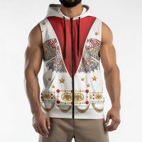 American Eagle Rock Star Costume Sleeveless Zip Hoodie Vintage 70s Rhinestone Patriotic Stage Outfit