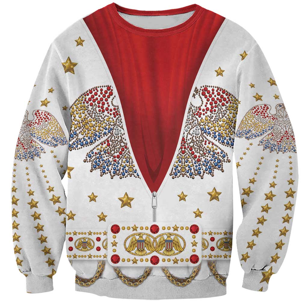 American Eagle Rock Star Costume Sweatshirt Vintage 70s Rhinestone Patriotic Stage Outfit