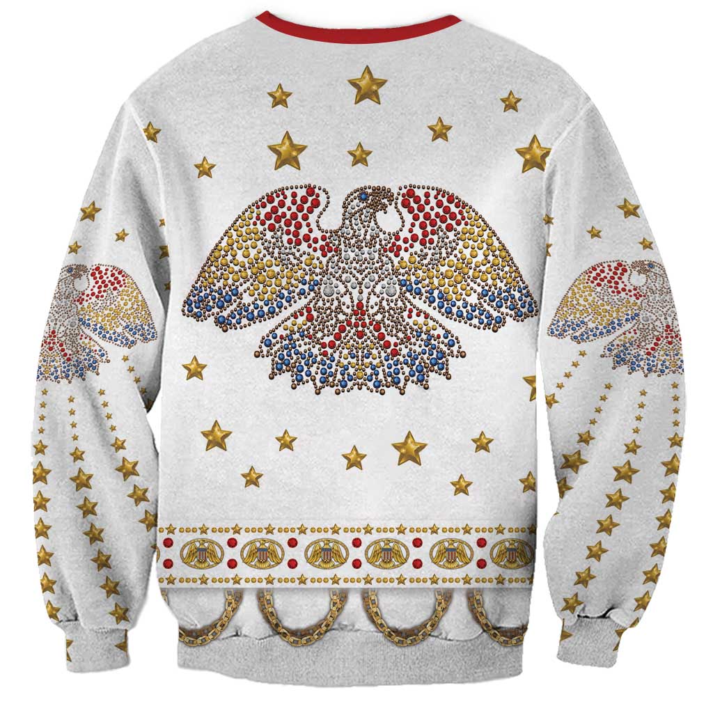 American Eagle Rock Star Costume Sweatshirt Vintage 70s Rhinestone Patriotic Stage Outfit
