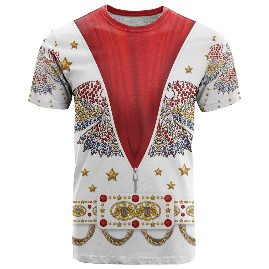 American Eagle Rock Star Costume T Shirt Vintage 70s Rhinestone Patriotic Stage Outfit