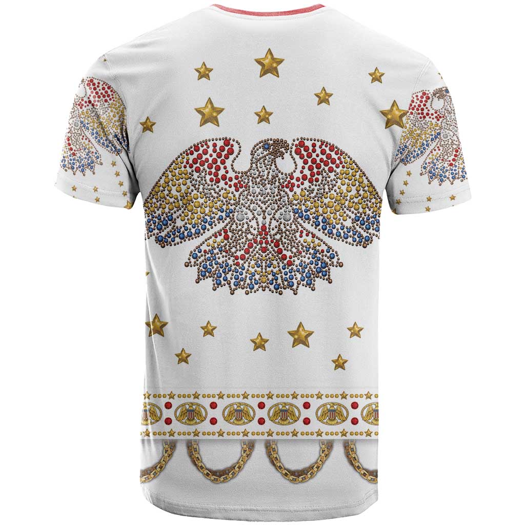 American Eagle Rock Star Costume T Shirt Vintage 70s Rhinestone Patriotic Stage Outfit