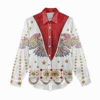 American Eagle Rock Star Costume Women Casual Shirt Vintage 70s Rhinestone Patriotic Stage Outfit