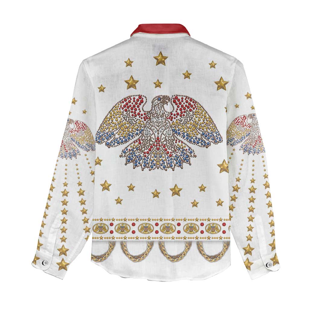 American Eagle Rock Star Costume Women Casual Shirt Vintage 70s Rhinestone Patriotic Stage Outfit