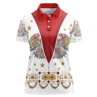American Eagle Rock Star Costume Women Polo Shirt Vintage 70s Rhinestone Patriotic Stage Outfit