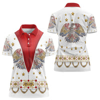 American Eagle Rock Star Costume Women Polo Shirt Vintage 70s Rhinestone Patriotic Stage Outfit