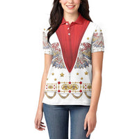 American Eagle Rock Star Costume Women Polo Shirt Vintage 70s Rhinestone Patriotic Stage Outfit
