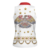 American Eagle Rock Star Costume Women Sleeveless Polo Shirt Vintage 70s Rhinestone Patriotic Stage Outfit