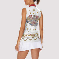American Eagle Rock Star Costume Women Sleeveless Polo Shirt Vintage 70s Rhinestone Patriotic Stage Outfit