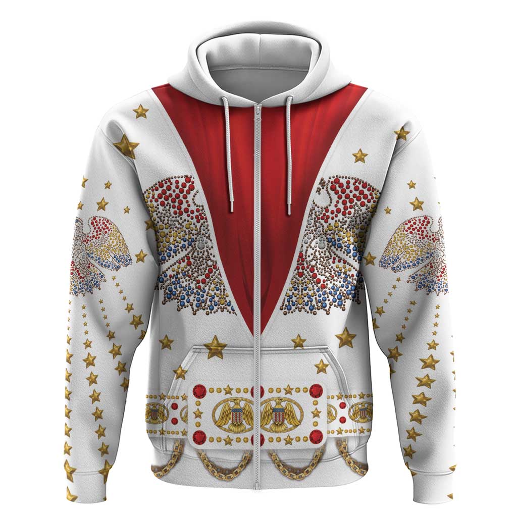 American Eagle Rock Star Costume Zip Hoodie Vintage 70s Rhinestone Patriotic Stage Outfit