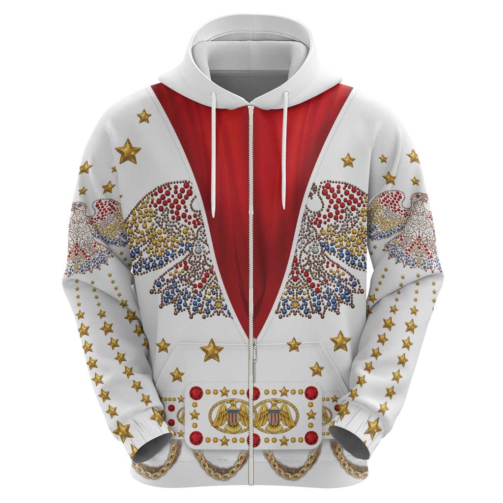 American Eagle Rock Star Costume Zip Hoodie Vintage 70s Rhinestone Patriotic Stage Outfit