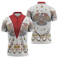 American Eagle Rock Star Costume Zipper Polo Shirt Vintage 70s Rhinestone Patriotic Stage Outfit