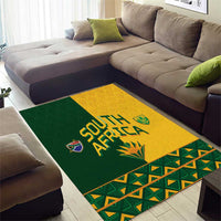 South Africa Football Area Rug Diamond Protea Flower Symmetrical Style