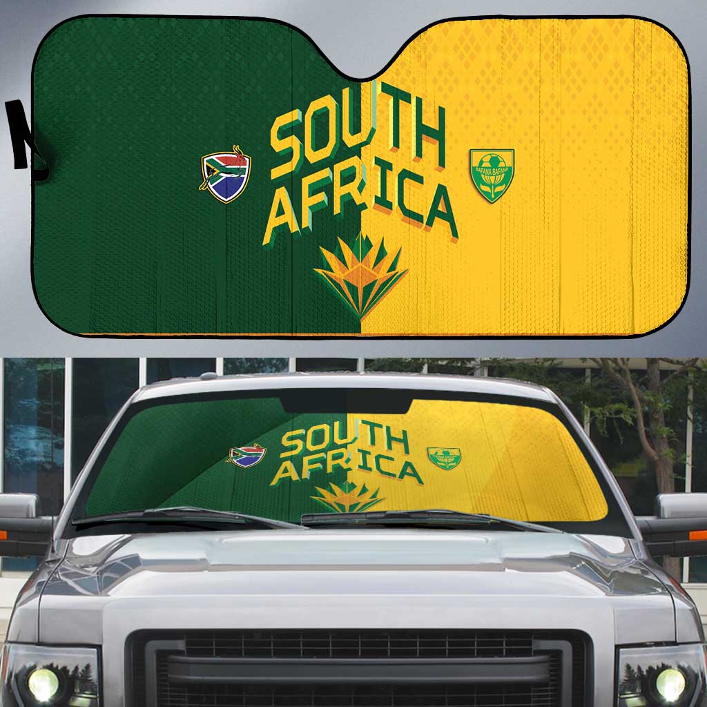 South Africa Football Auto Sun Shade Diamond Protea Flower Symmetrical Style
