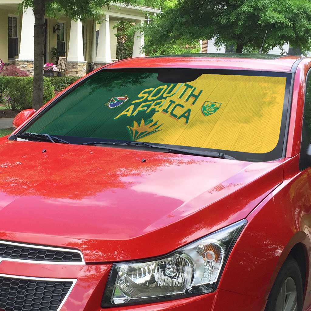 South Africa Football Auto Sun Shade Diamond Protea Flower Symmetrical Style