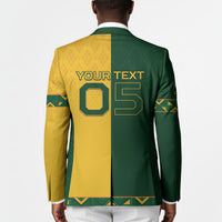 Custom South Africa Football Blazer Diamond Protea Flower Symmetrical Style