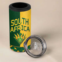Custom South Africa Football 4 in 1 Can Cooler Tumbler Diamond Protea Flower Symmetrical Style