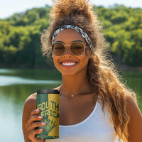 Custom South Africa Football 4 in 1 Can Cooler Tumbler Diamond Protea Flower Symmetrical Style