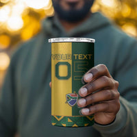 Custom South Africa Football 4 in 1 Can Cooler Tumbler Diamond Protea Flower Symmetrical Style