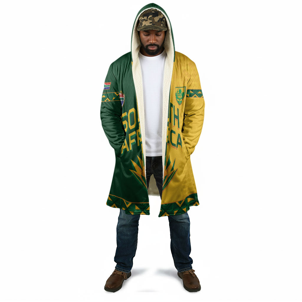 Custom South Africa Football Cloak Diamond Protea Flower Symmetrical Style