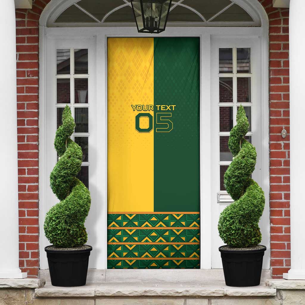 Custom South Africa Football Door Cover Diamond Protea Flower Symmetrical Style