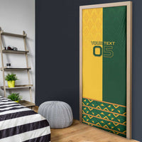 Custom South Africa Football Door Cover Diamond Protea Flower Symmetrical Style