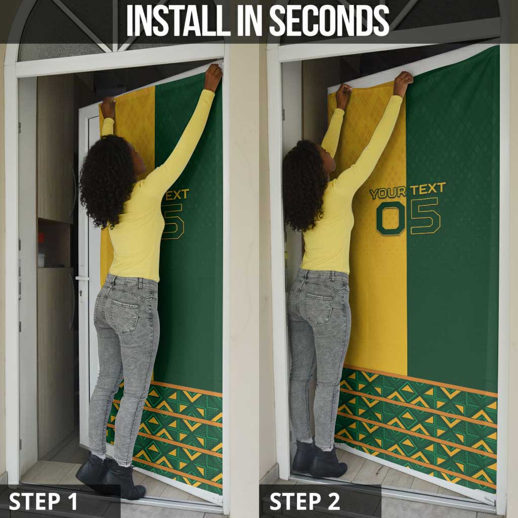 Custom South Africa Football Door Cover Diamond Protea Flower Symmetrical Style